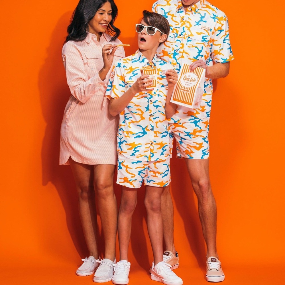 Magellan Whataburger Outdoors Orange Striped Dress